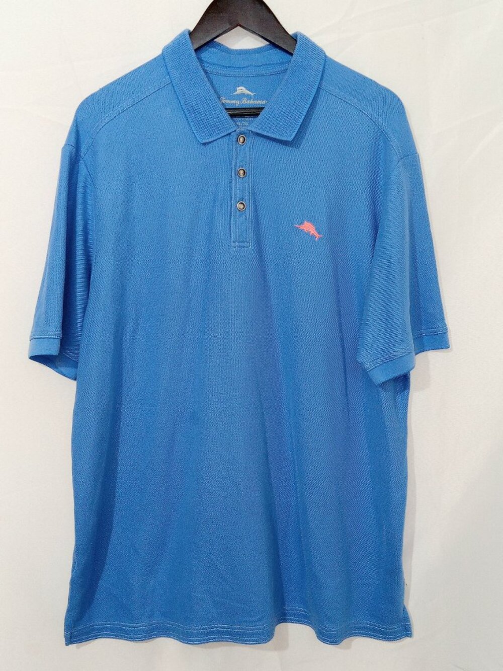 Tommy Bahama Mens XL Blue Supima Cotton Polo Shirt Coral Sailfish Beach